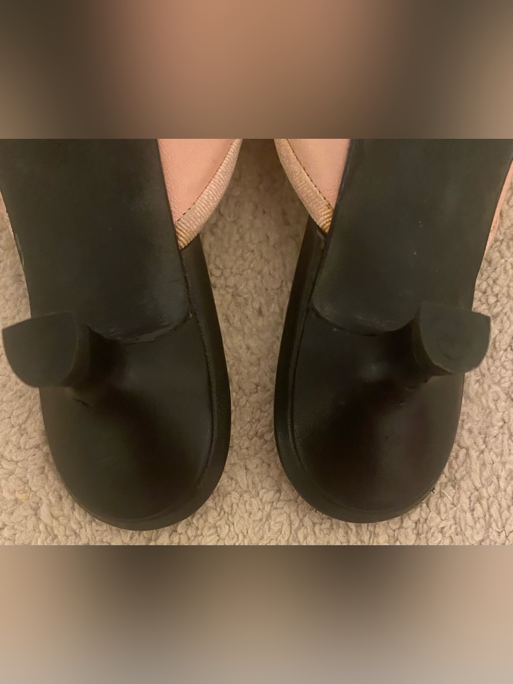 CHANEL Pink and Black Leather Two-Tone Ballet Mules Vtg Chanel Pink Heels Shoes - Picture 5 of 6